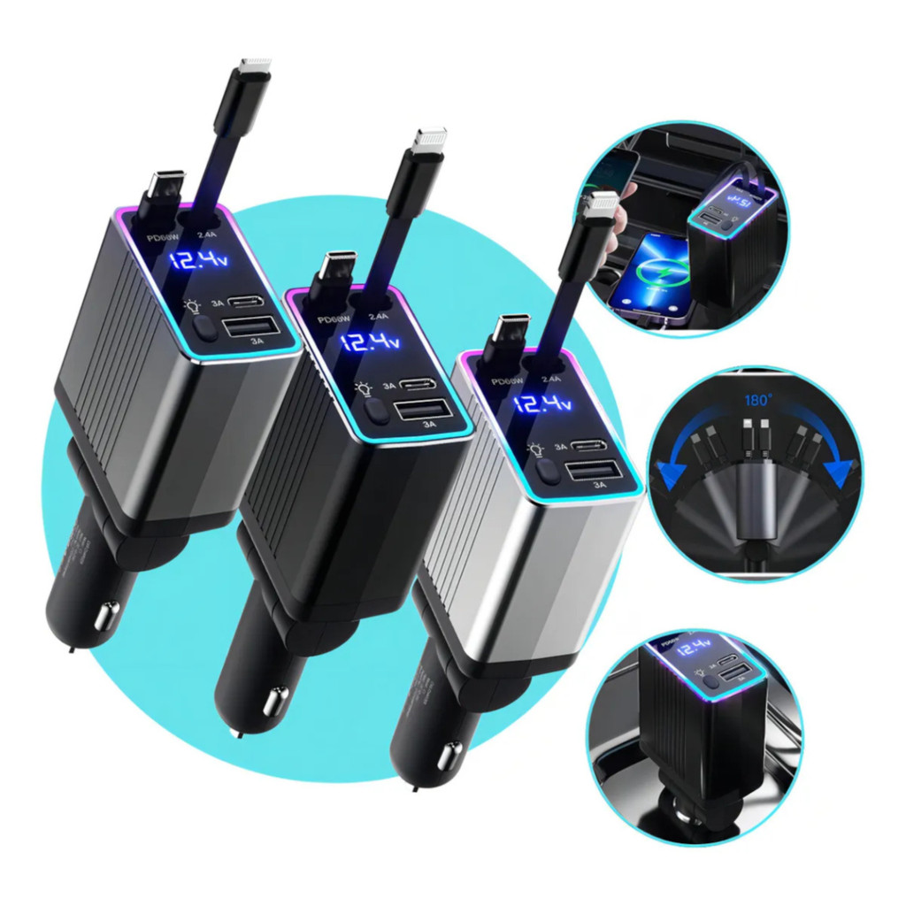 Carregador Veicular Original 120W 4 Saídas Ultra Rápido