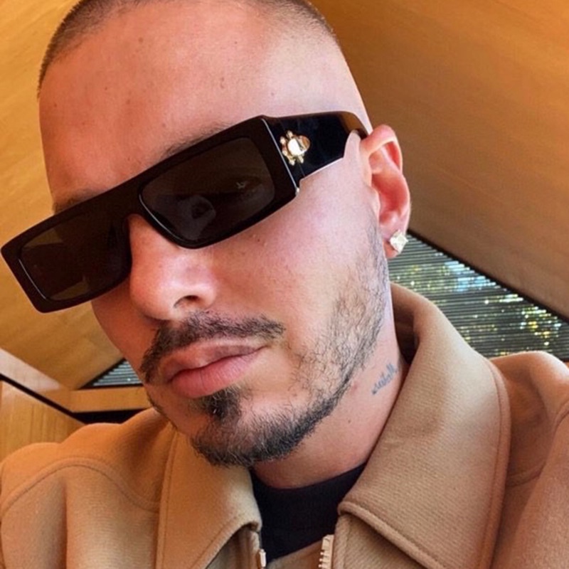 Vhong Men Retro Óculos De Sol Emoldurados Retangulares Square Fashion Trend Pretos Sombreamento Solar Exterior UV400