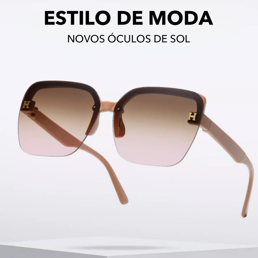 Óculos De Sol Ins Fashion Sunglasses Women Luxury Brand Designer Square Sem Moldura Homens Big Frame