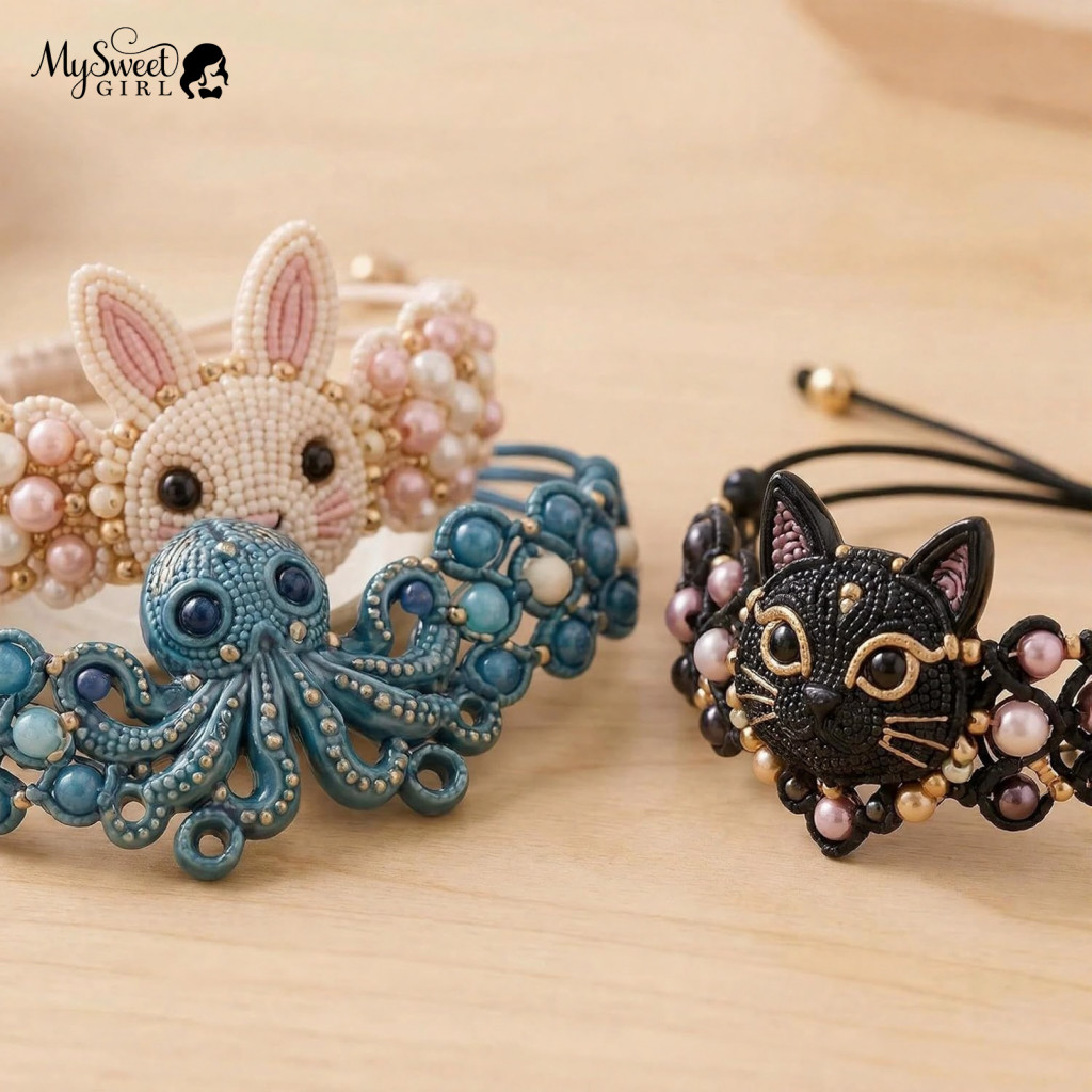 Animal Charm Beads Diy Beaded Bracelet Making Kit with Colorful Charms – Handmade Jewelry Craft Set for Adults Perfect