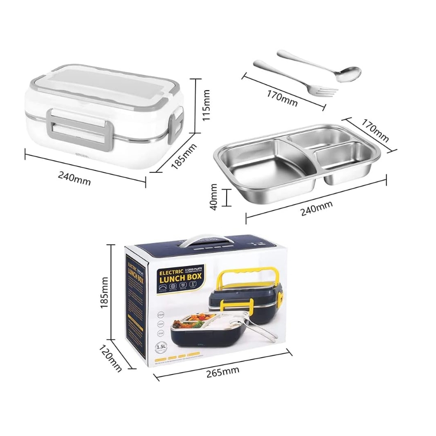 Marmita Elétrica Portátil Automática Carro Lancheira Elétrica Térmica 40w 3 Pratos Veicular E Tomada