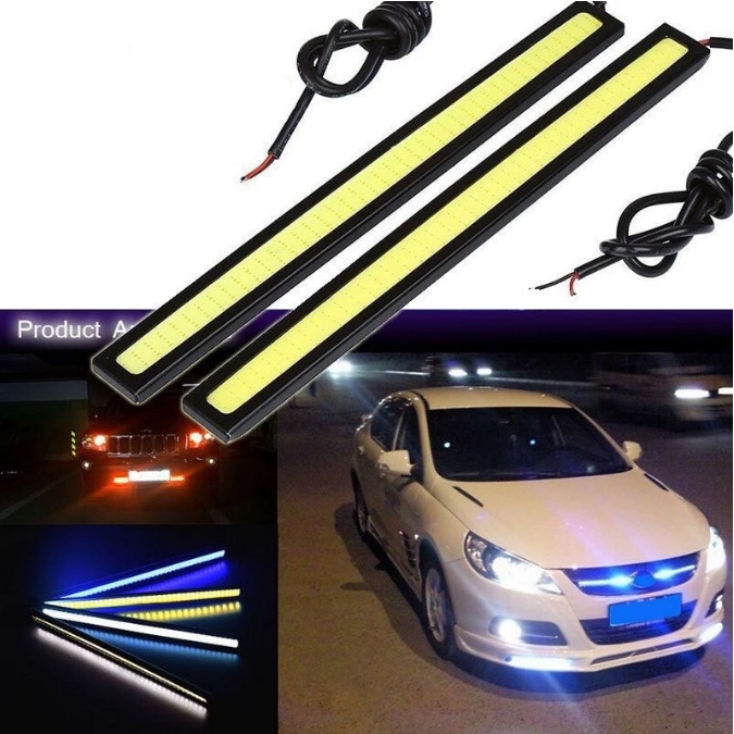 2 Pçs À Prova Dwaterproof Água Circulação Diurna LighCar LED Strip Light t DC12V DRL COB Barra De Luz De Tira Sinal Volt
