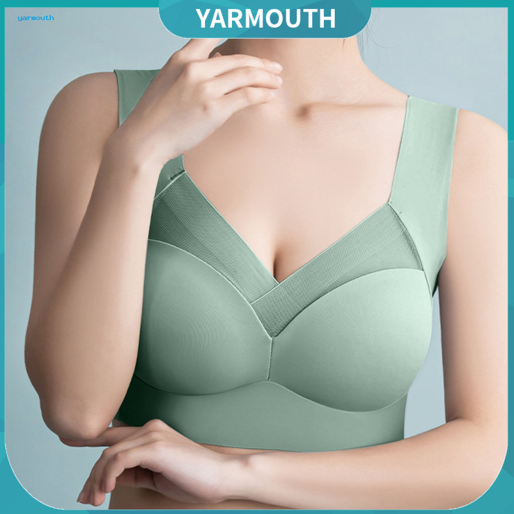 Women Sport Bra Supportive Wireless Push-up for Natural Lift Plus Size Full Coverage with Adjustable Straps Mesh Patchwo