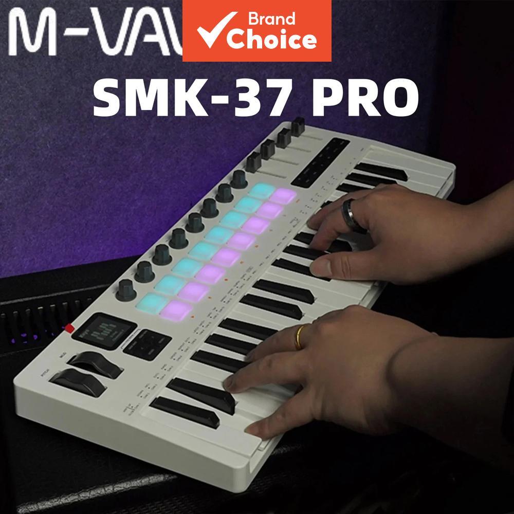 M-VAVE SMK 37 PRO 37 Teclas MIDI Teclado Controlador Integrado FM Synth 16 RGB Drum Pads Bluetooth USB C Semipesadas Par
