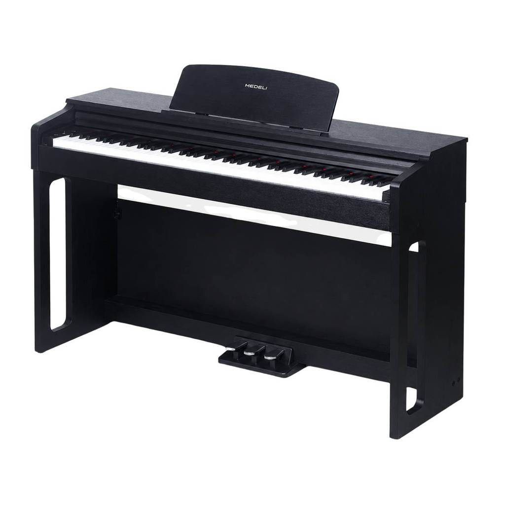Piano Digital Vertical Medeli Up82 88 Teclas Pesadas Usb Áudio Midi 20 Timbres 64 Vozes Pedal Triplo Reverb D.a.s. Black