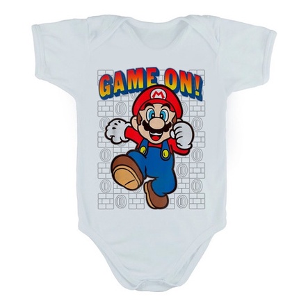Body Manga Curta Nintendo Super Mario Game On Faded Running