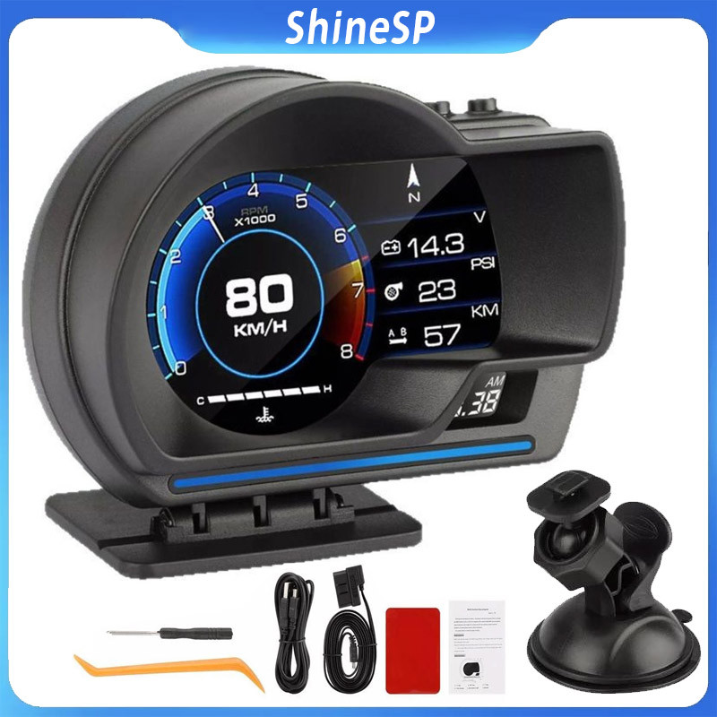 Universal OBD2 E GPS Medidor De Sistemas Duplos Velocímetro Head Up Display Multifuncional Temperatura Da Água Turb