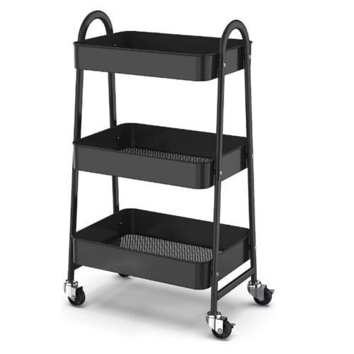 Prateleira Metal Multiuso 3 Andares Rodinhas 77x30x45cm Preto Global Mix