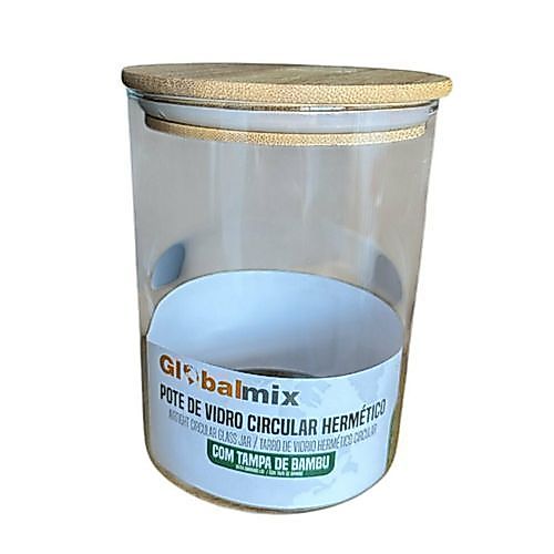 Pote Vidro Circular Hermético Multiuso 800ml Tampa Bambu Global Mix