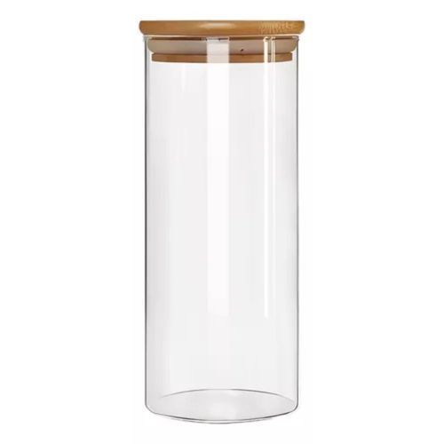 Pote Vidro Borossilicato Hermético Tampa Bambu 1500ml Global Mix