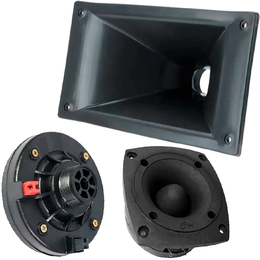 Kit Driver 120W RMS + Corneta Plástica LC100 + Super Tweeter
