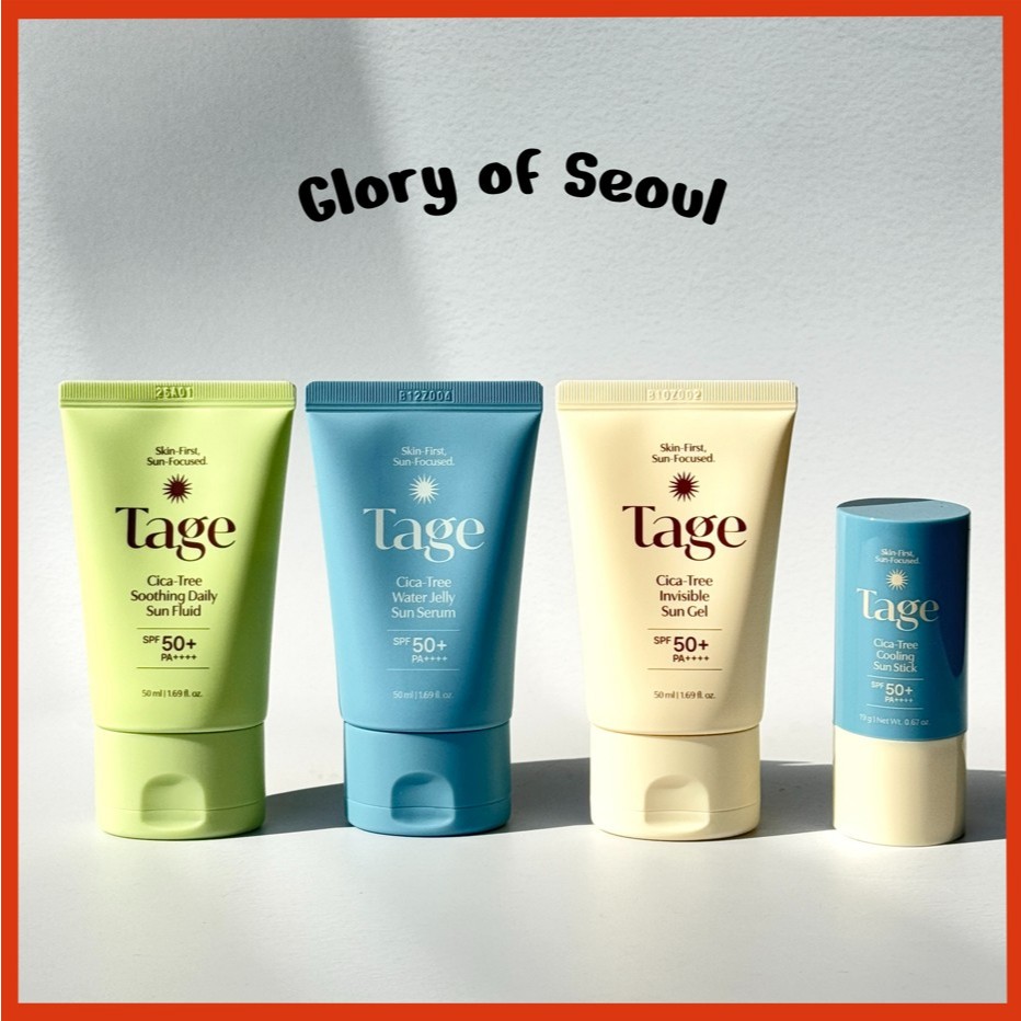 TAGE Cica-Tree Suncare 4 Types ( Soothing Daily Sun Fluid 50ml, Water Jelly Sun Serum 50ml, Invisible Sun Gel 50ml, Cooling Stick 19g )