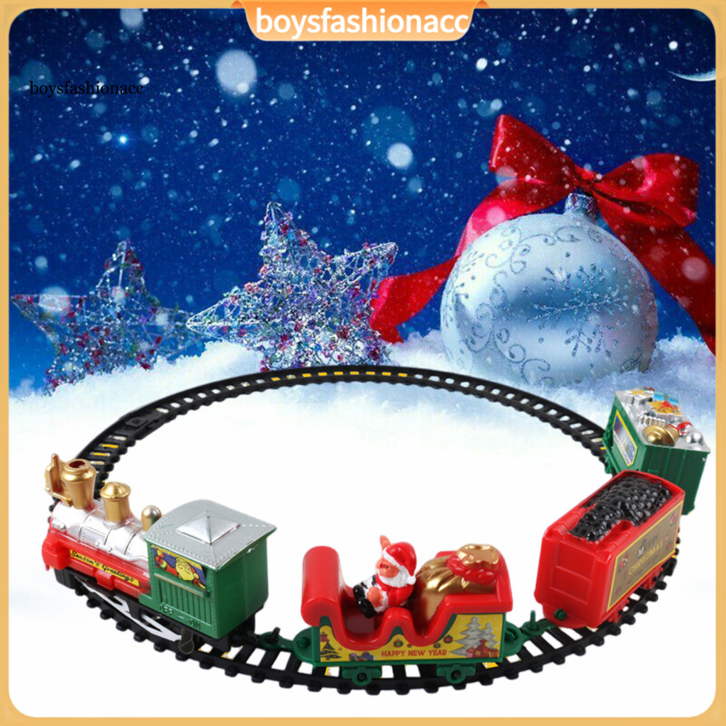Christmas Electric Train Toy with Light Sound Battery Operated Educational Track Set for Toddlers Boys Girls Classic Car