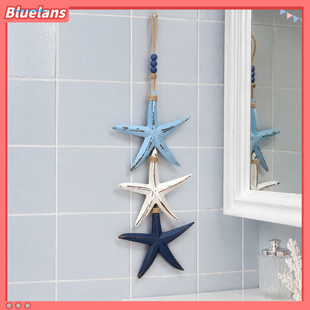 Decorative Fish Wall Hanging Coastal Home Decorations 1 or 2 Pcs Bohemian Wooden Starfish Handmade Nautical Ornament Bea