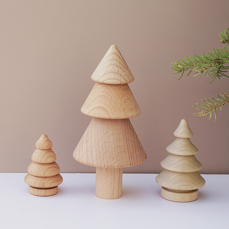 Madeira maciça árvore de natal Log madeira DIY pintado Graffiti brinquedos artesanato natal decoração para casa ornament