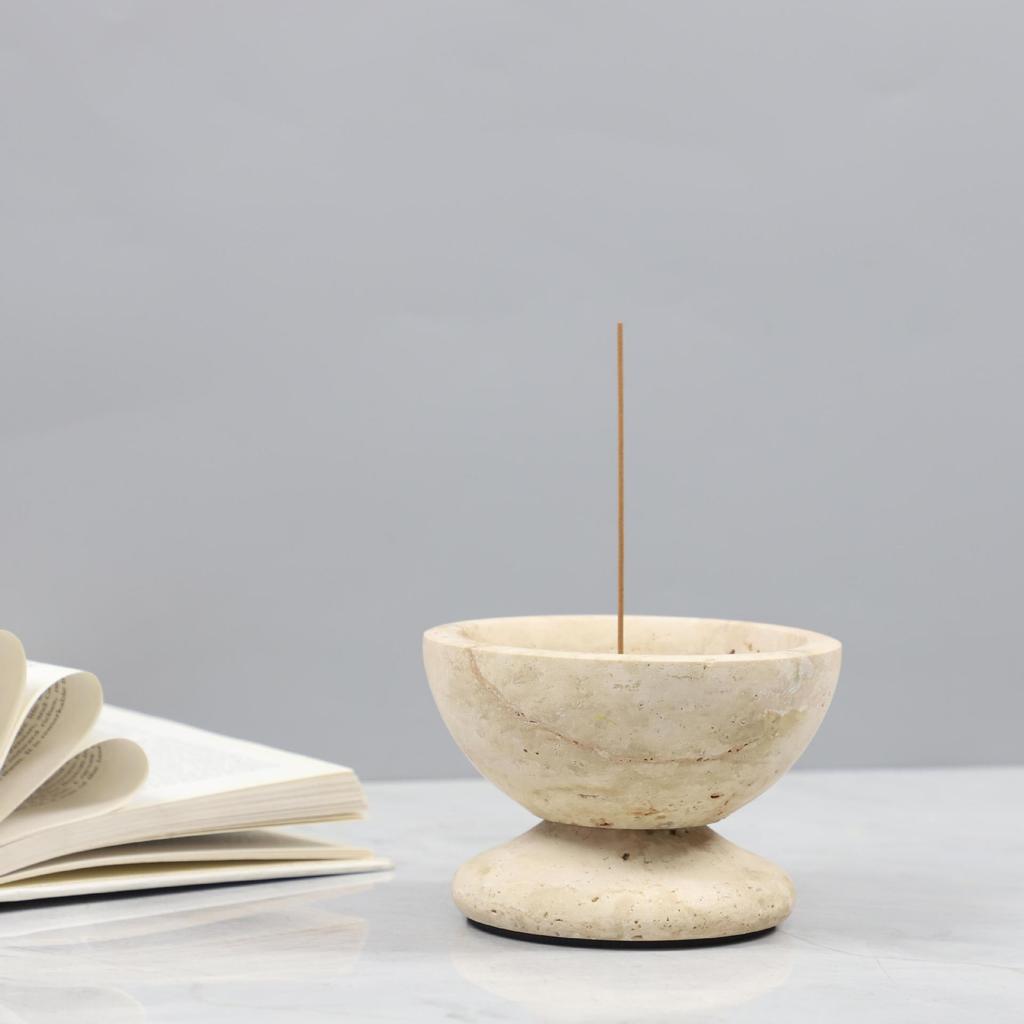 BES6 Modern minimalist natural yellow travertine aroma diffuser decorative ornament for living room, bedroom, study, TV