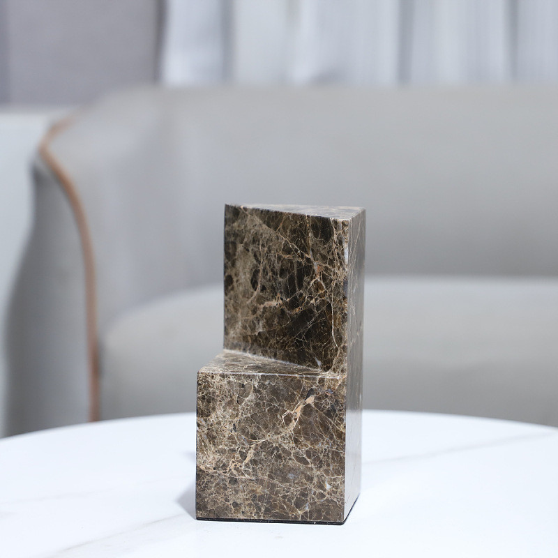 M5NV Modern minimalist natural marble geometric sculpture, an artistic decorative piece for living rooms, bedrooms, and