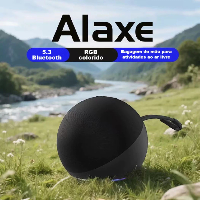 ORIGINAL-Caixa de Som Bluetooth 5W com LED Colorido Portátil Compatível com Alexa Rádio FM e USB