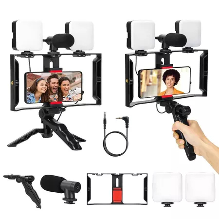 Estabilizador Kit Video Making Suporte De Gaiola De Coelho Com Tripés Móvel Para Celular E Câmera