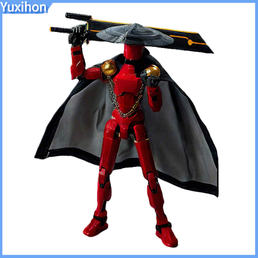Articulated Swordsman Figure Poseable Arts Doll Chinese Action with Multi-joint Movement 3d Printed Bamboo Hat Cloak Col