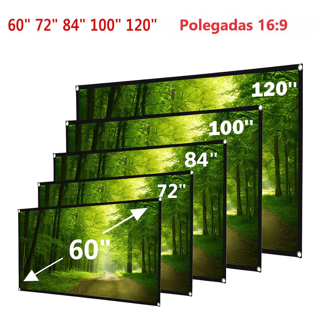 Telão de Projeção Matte White - 60” 72” 84” 100” 120” | Ideal p/ Projetores Full HD e 4K