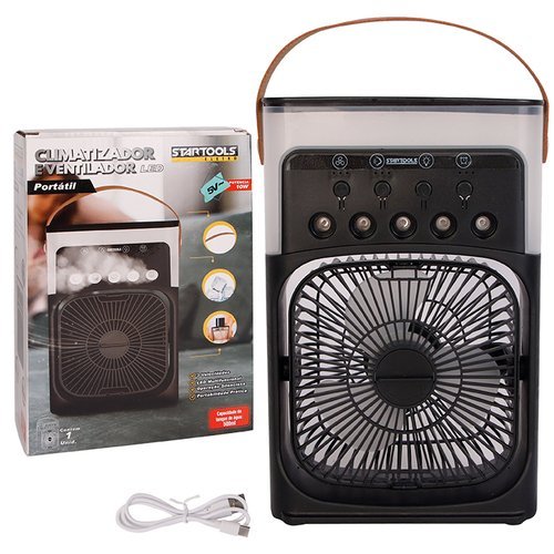 Climatizador Ventilador Portatil Refrigeracao LED Bivolt Silencioso 10W Preto