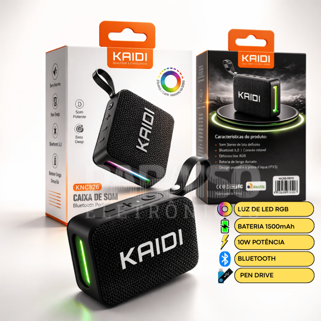 Caixa de Som Portátil Bluetooth POTENTE 1500mAh PREMIUM 10W TWS Prova d'Água IPX7