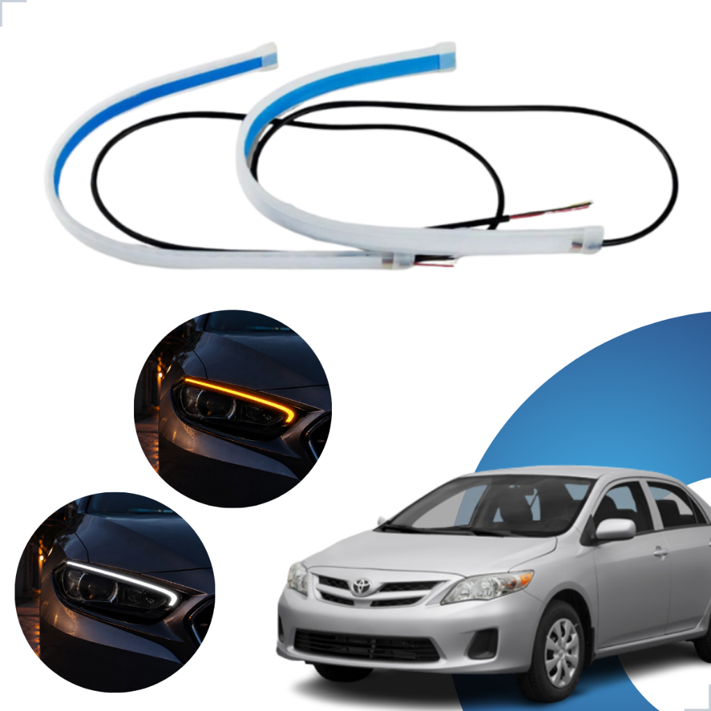 Kit Fitas Led DRL Farol + Seta 12v 60cm Corolla 2014 2015 2016 2017 2018 2019 2020 2021 2022 2023
