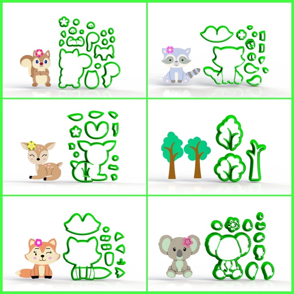 Cortador Kit Animais Do Bosque Encantado Cute Floresta Mod 4