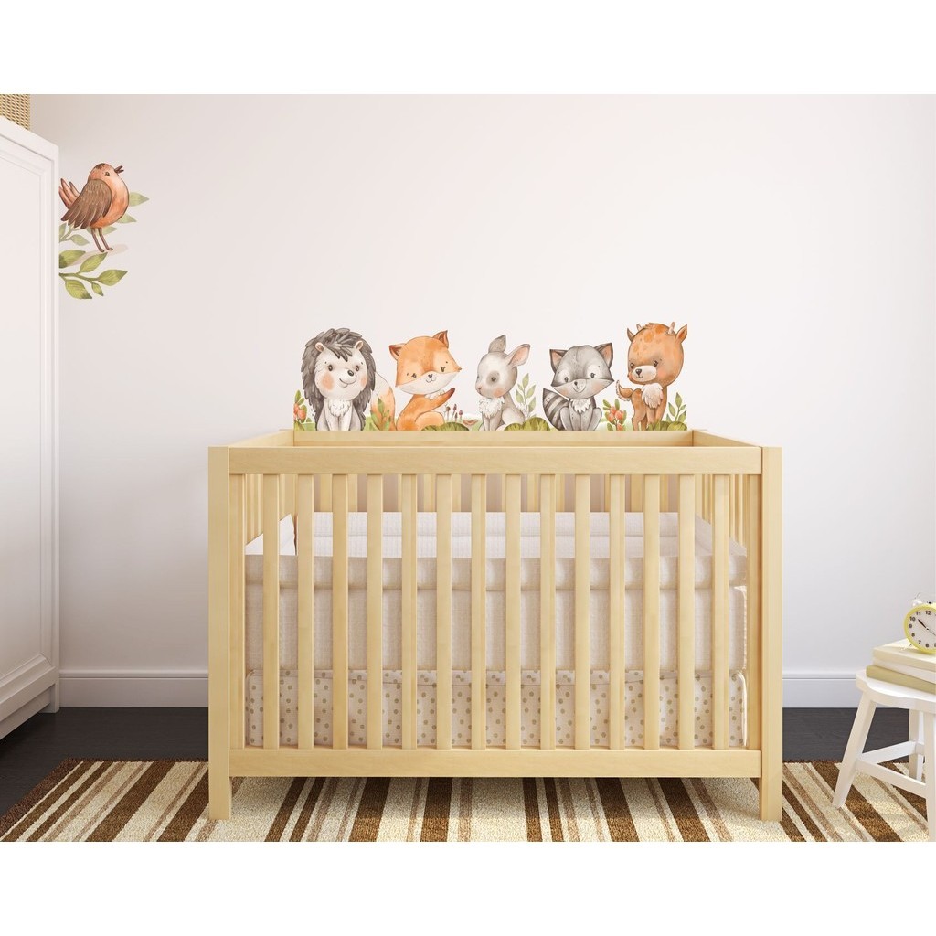 Adesivo de Parede Animais Berço Cute Aquarela Boho Papel de Parede Infantil Decalques Individuais