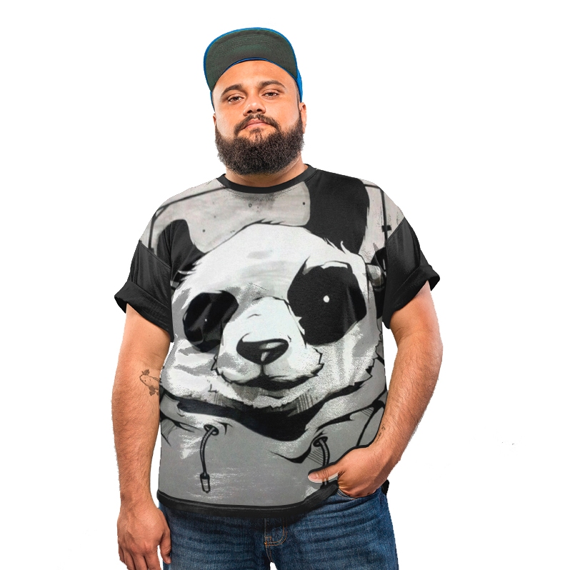 Camiseta Plus Size Urso Panda Fofinho Animal Cute G1 A G8