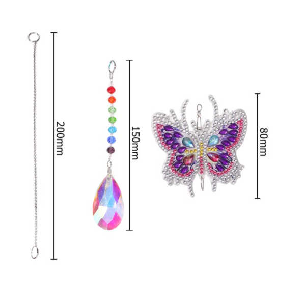 Pintura Diamante Decoração Janela Pingente Cristal Artesanato Já Pronto Modelo Borboleta