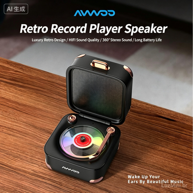 2026 novo estilo Mini Retro Bluetooth alto-falante portátil caixa de tesouro modelagem áudio doméstico luzes coloridas p