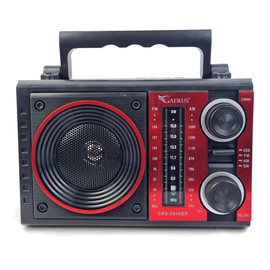 Rádio Portátil Caerus CRS-2844BR 3 Bandas FM/AM/SW com USB e Cartão SD – 5W RMS