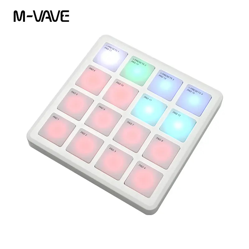 M-VAVE SK-16 SMC-PAD Pocket Pad Controlador MIDI portátil sem fio com 16 pads Controlador de teclado de percussão