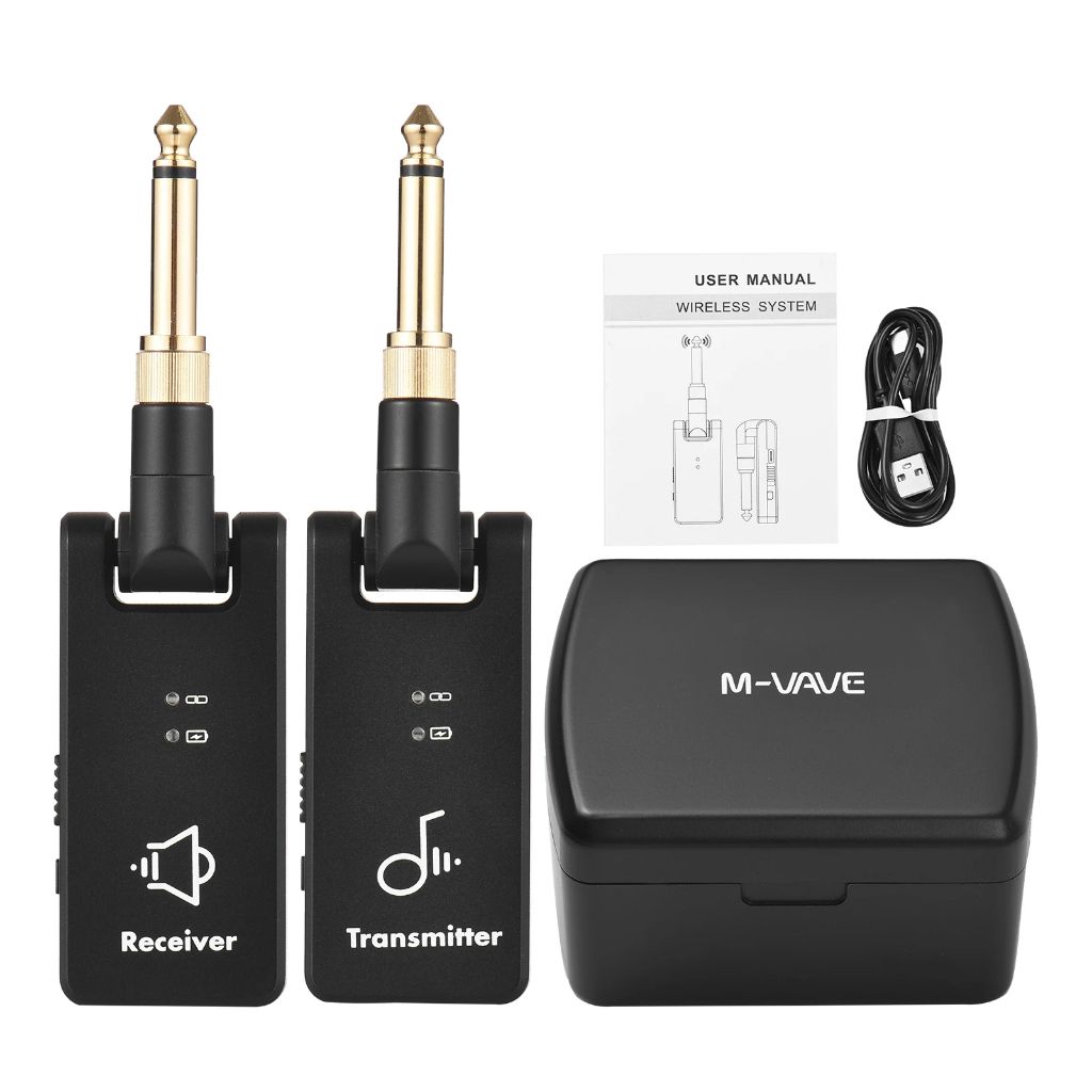 M-vave Wireless Guitar System 2.4G Guitar Transmitter Receiver 2 in 1 Plug 4 Channels Guitar Wireless Rechargeable Box