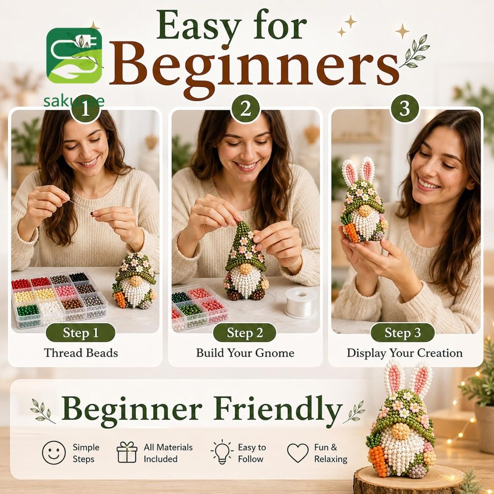DIY 3D Gnome Beading Craft Set Acessórios Completos Para Adultos Adolescentes Iniciantes