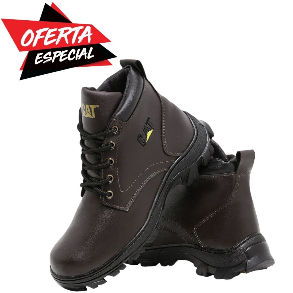 Kit 4 com Bota Coturno Cater-pillar + Chinelo Cinto Carteira e Relogio