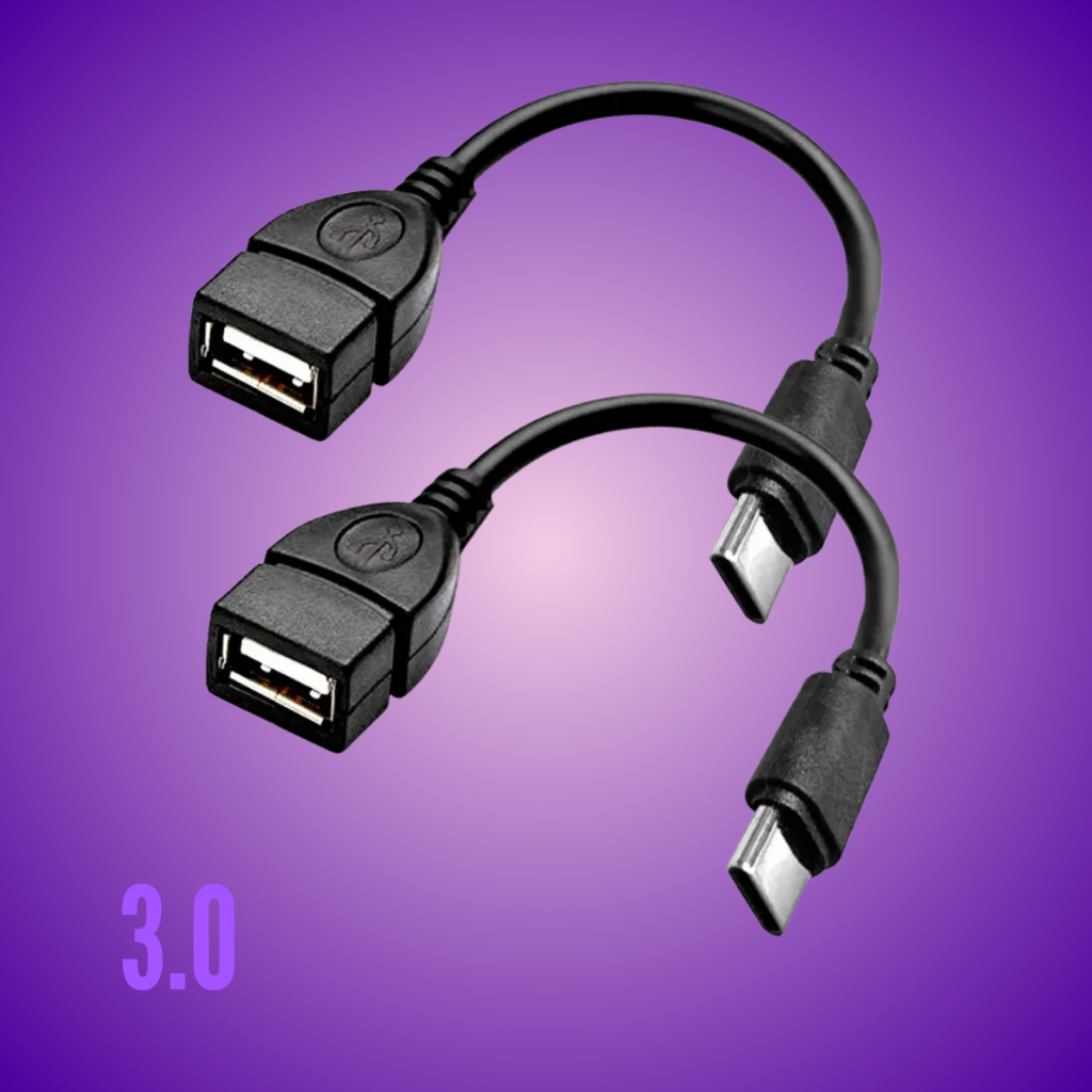 Kit C/ 2 Cabo Adaptador Otg Tipo C Mouse Teclado Pen Drive