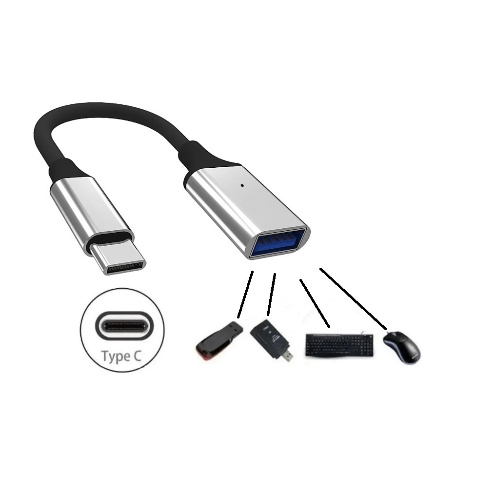 Cabo Adaptador OTG USB para Tipo C Mouse Teclado Pendrive 3.0 Produto Em Alumínio