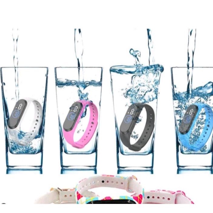 kit 5 Relógios Digital İnfantil Adulto esportivo Pulseira tipo Smart Mi Band m4 silicone Prova água Atacado
