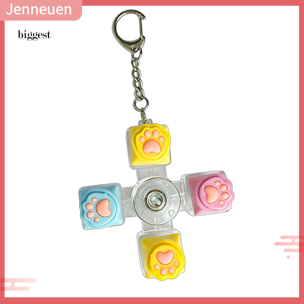 Fidget Spinner Toy Push Button 4-keys Led Light-up Keyboard with Keychain – Stress Relief Finger Clicker Pendant for K