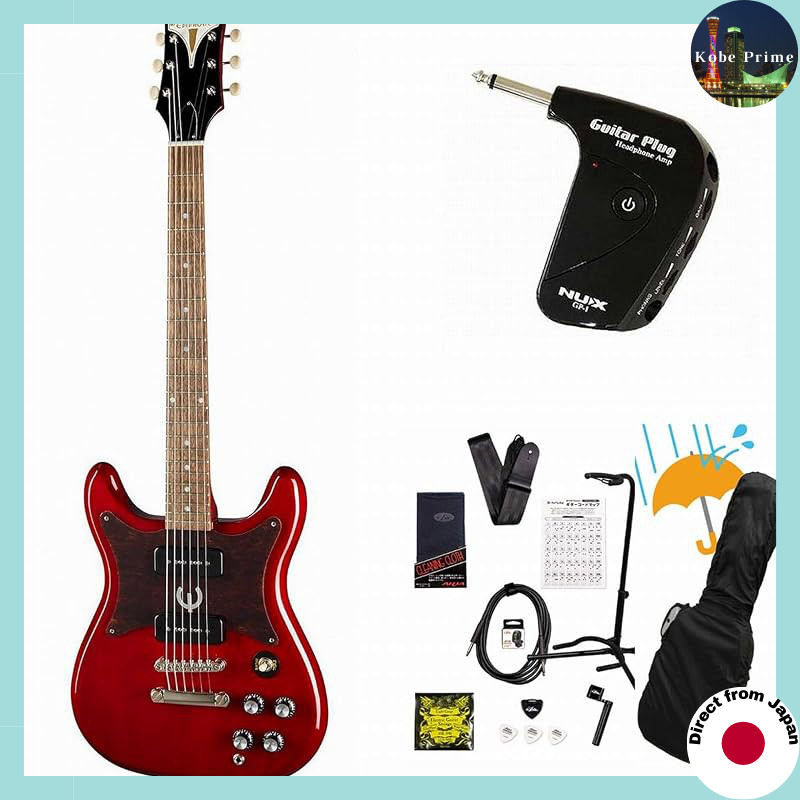 Epiphone/Wilshire P-90 Cherry (CH) Electric Guitar with GP-1 Amplifier Included - Beginner Electric Guitar Set R