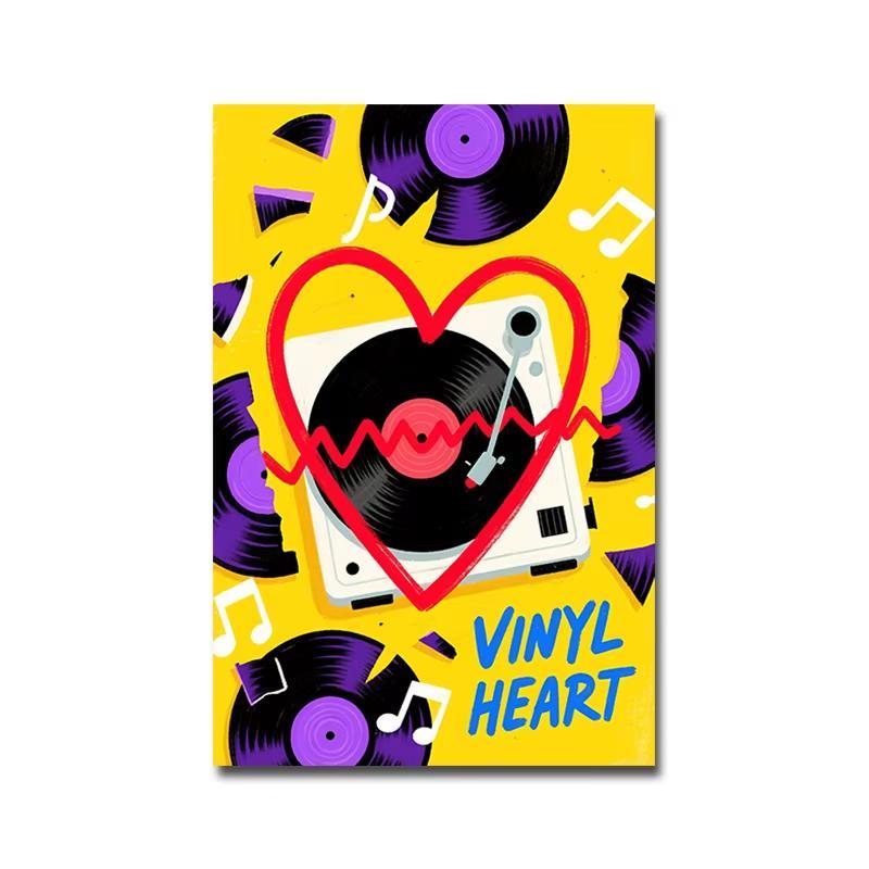 Quadro decorativo Arte pop Vinyl Heart amarelo (1 peça)