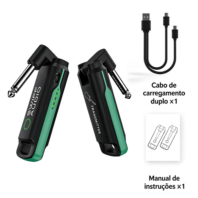 Transmissor Receptor Wireless SWIFF WS-70 para Instrumentos Musicais Plug and Play 100 Canais, Anti-interferência