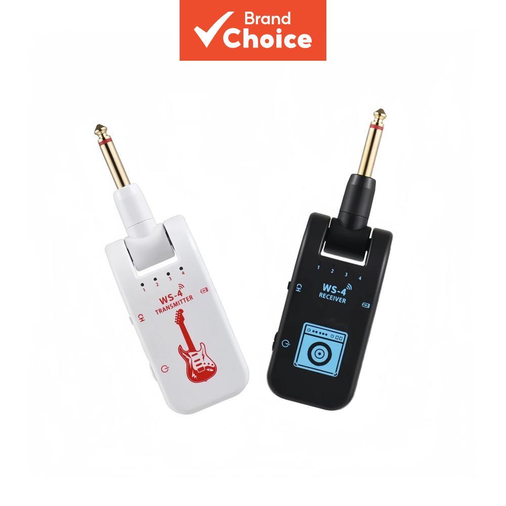 WS-4 Transmissor Receptor de Guitarra Wireless 2.4G, 4 Canais, Plugue Giratório Dourado, Sistema de Áudio Recarregável
