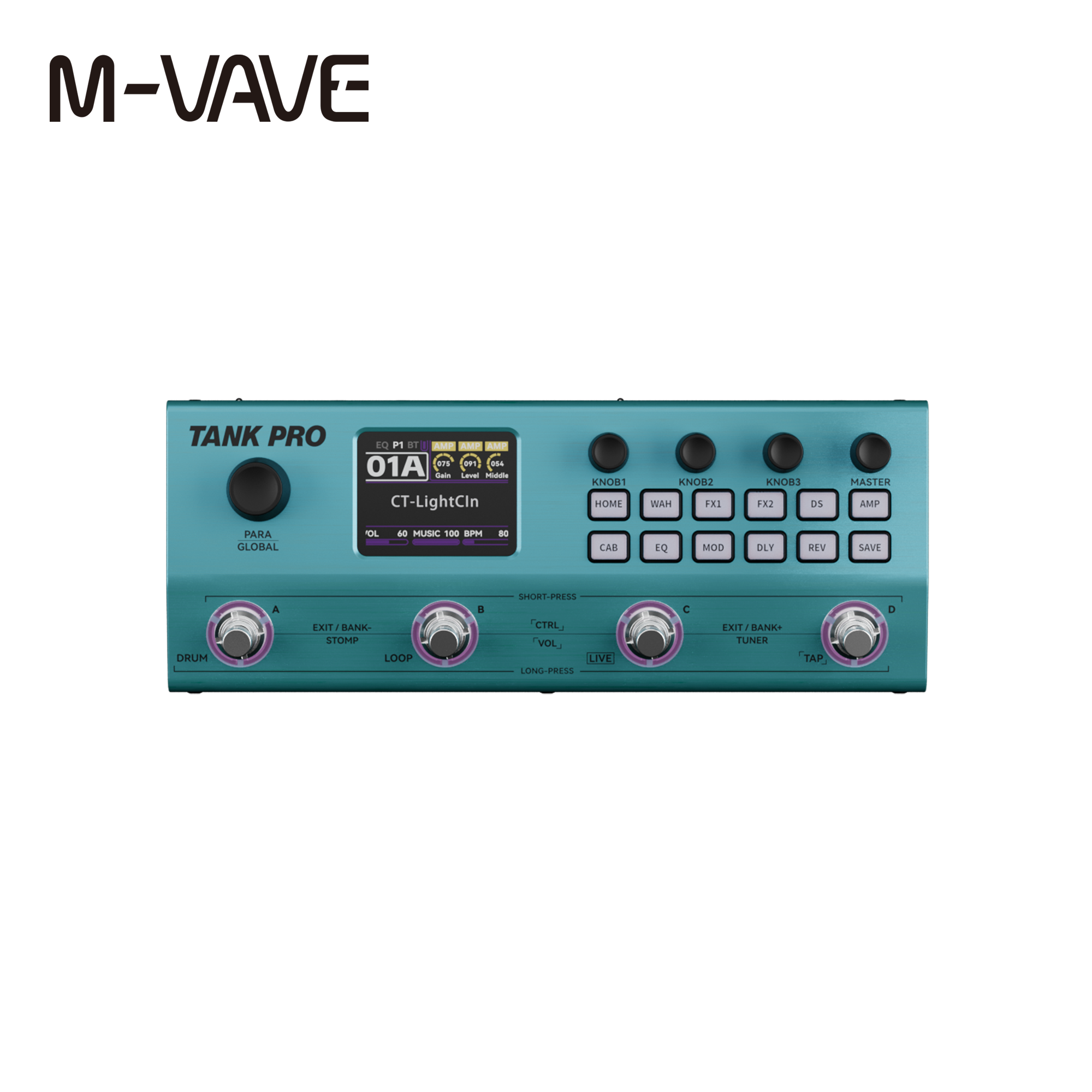 Pedal de Modelagem M-VAVE TANK PRO ANN com Looper e Máquina de Bateria, Compatível com Sistema de Guitarra Wireless,