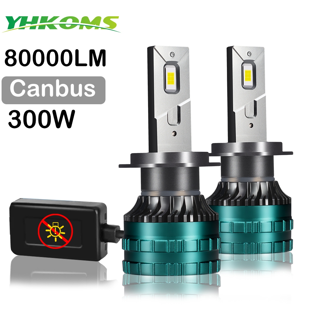 YHKOMS Farol LED De Carro Canbus H4 H7 H1 H8 H9 H11 9005 9006 HB3 HB4 9004 9007 H3 H13 5202 Lâmpada Automática 300W 80000LM Luz De Neblina 6000K 12V