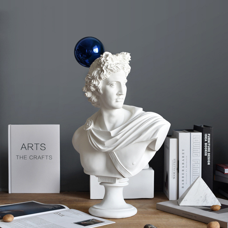 PWCX European modern style Blue Greek figure statue agate home living room entrance hall villa model room decoration