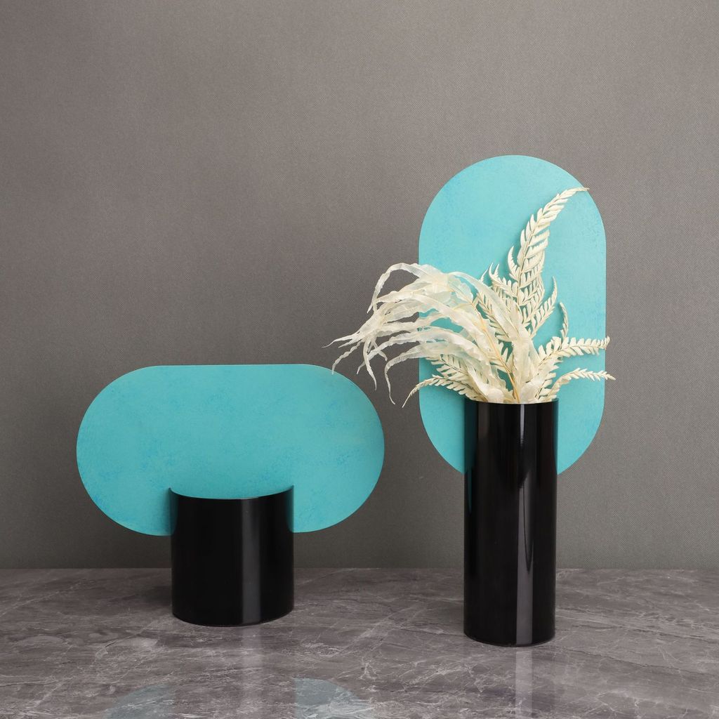 RNVK New Chinese-style metallic blue iron art decorative pieces for model homes, bedrooms, study rooms, living rooms, TV